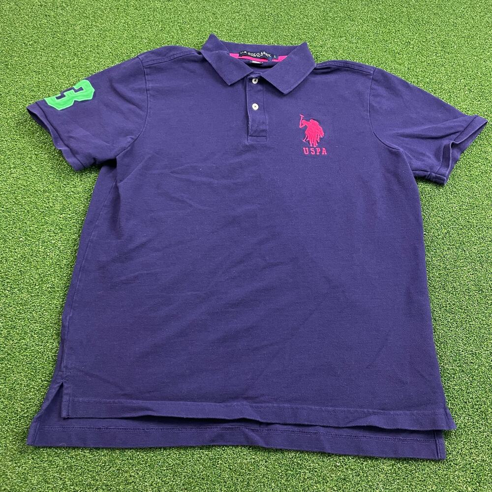 U.S. Polo Assn Mens Purple Big Pony Logo #3 USPA Polo Shirt Sz L